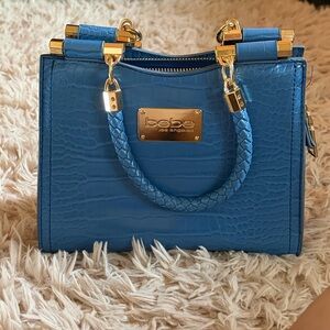 Bebe Gold Accent Blue Mini Bag